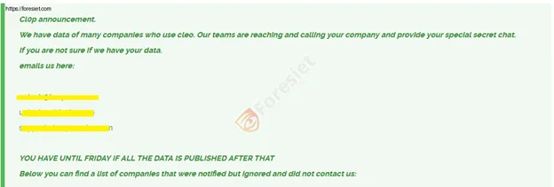 cl0p ransomware darkweb leak site screenshot