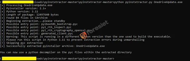 Netsupport RAT Malware python code screenshot